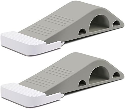 Impfunical Door Stopper - 2 Packs Rubber Wedge With Free Bonus Holders,Flexible Designer Home Door Stop(2,Gray)