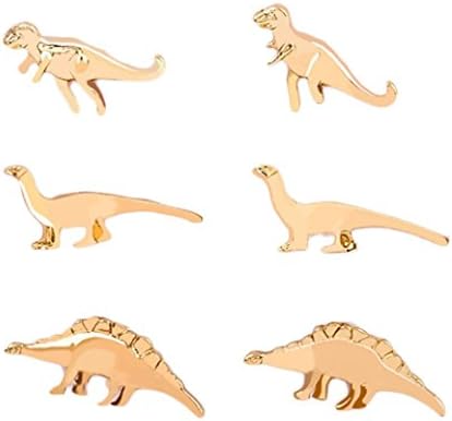 UHANGEHT 3 Pairs Gold/Silver Dinosaur Stud Earrings Set Small and Cute Jewelry for Women Girls