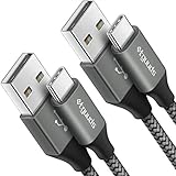 [2-Pack, 6ft] USB C Cable 3A Fast Charging, etguuds Nylon Braided USB A to Type C Charger Cord for Samsung Galaxy Note 10/10+ Plus/9/8, S10 S10+ S10E, S20 S9 S9+ S8, A10e A20 A40 A50 A70 A80 (Gray)