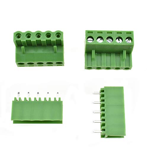 Hahiyo PCB Screw Male Female 300V 15A Terminal Block Mount 5pin 5.08mm Pitch Board to Wire Connector Plug Type Attach Firmly High Temperature Resistant for Electronics Communication Equipment 10sets