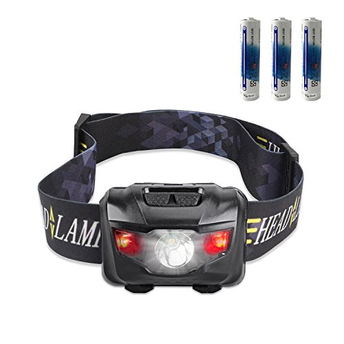 CREE LED Headlamp Flashlight with Red Lights, Waterproof Head Light for Running, Camping, Reading, Kids, DIY & More – 3 AAA batteries included(black) by STCT Street Cat
