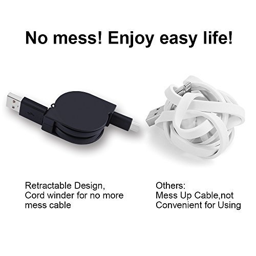 Retractable USB Type C Cable, CIQILY USB C to USB A Cord Data Transfer Sync & Charging for Samsung Galaxy S9 S8 Plus Note 8 LG V30 V20 G6 G5 New Macbook HTC U11/10 Google Pixel 2 XL Moto Z2