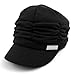 LOCOMO Women Girl Fashion Design Drape Layers Beanie Rib Hat Brim Visor Cap FFH010BLK Black
