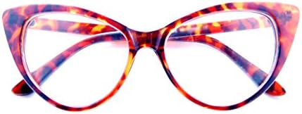 SunGlaz - Cateyes Vintage Inspired Fashion Mod Chic High Pointed Cat Eye Sunglasses Glasses (Tortoise, Clear)