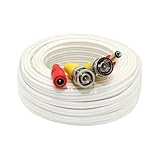 60 Feet Pre-made All-in-One BNC Video and Power Extension Cable with Connector for CCTV Security Camera (White, 60 feet)