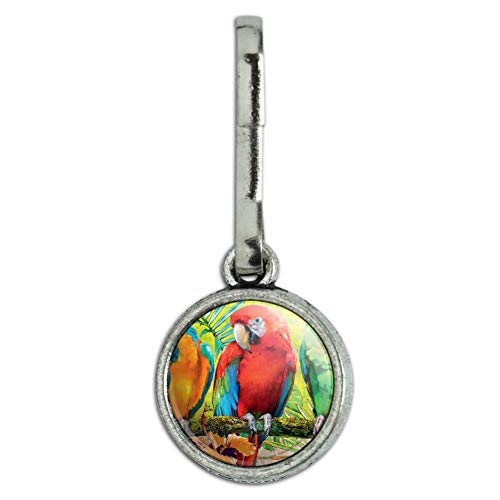 GRAPHICS & MORE Colorful Tropical Rainforest Parrots Antiqued Charm Clothes Purse Suitcase Backpack Zipper Pull Aid