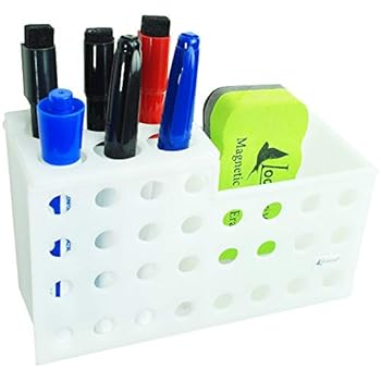 Lockways Powerful Marker & Eraser Holder for Glass Magnetic Whiteboard, White Board, Dry Erase Board, 6 Slot, Wall Mountable, Non-Scratch Neodymium Magnetic Storage Basket Magnetic Locker Organizer