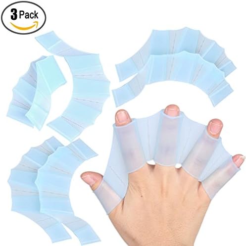 HOMEJU 3 Pack Silicone Swimming Webbed Gloves Swiming Gear Hand Fins Webbed Flippers Swimming Training Gloves Water Frog Claws for Swimming Surfing Diving Men Women Kids Size S/M/L