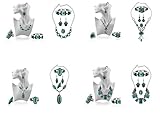 Bingirl Flower Turquoise Jewelry Sets Vintage Look Tibetan Silver Alloy Delicate Necklace Bracelet Earring And Ring Sets