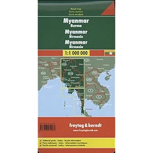 Myanmar (Burma) Travel Road Map FB 1:1M 2015 (English, Spanish, French, Italian and German Edition)