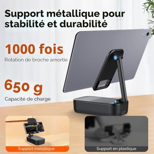 Enceinte Bluetooth Portable,Support Pliable pour téléphone Portable Bureau,Anti-Dérapant&Son Surround HD,IP7 Waterproof,Support Téléphone Bureau Convient pour Phone/Pad, pour Hommes,Femmes