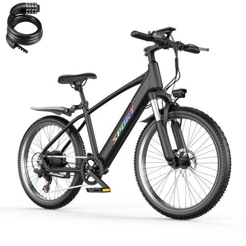 Electric Bike for Adults, 1500W Peak E-Bike, 40KM/H 105 KM Long Range, 26" Electric Bicycle with 48V 12Ah Removable Battery, Lightweight Ebike for Mountain City Trail, 7 Speeds, Front Suspension