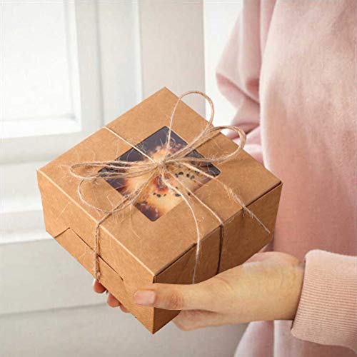 60 Pieces Cookie Boxes with 80M Gift Wrapping Rope, Bakery Box with Display Window Paper Board 4 x 4 x 2.4 Inch Gift Packaging Boxes for Gift Giving, Pastries, Cookies, Small Cakes, Pie, Cupcakes - Thumbnail 5