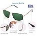 Polarized Sunglasses for Men by LotFancy, Rectangular Gold Metal Frame, Green Lens, UV Protection