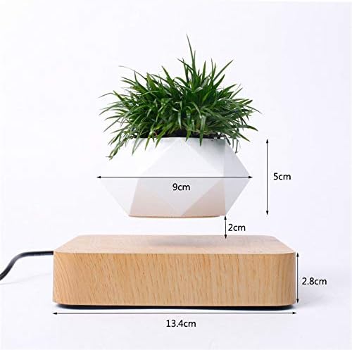 QUWOTXE Magnetic levitation Floating air Bonsai creative ornaments Rotation potted plant Suspension Flower Pot Home Desk Decor (light brown) - Image 4
