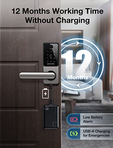 Fingerprint Door Lock, Bluetooth APP Smart Lock with Anti-Peeping, Keyless Entry Door Lock with Handle, Electronic Digital Door Lock, Biometric Door Lock, Smart Lock for Front Door, Home, Apartment