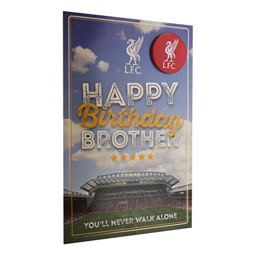 Liverpool FC Blue Soccer Badge Card - Happy Birthday Brother AW 18/19 LFC Official