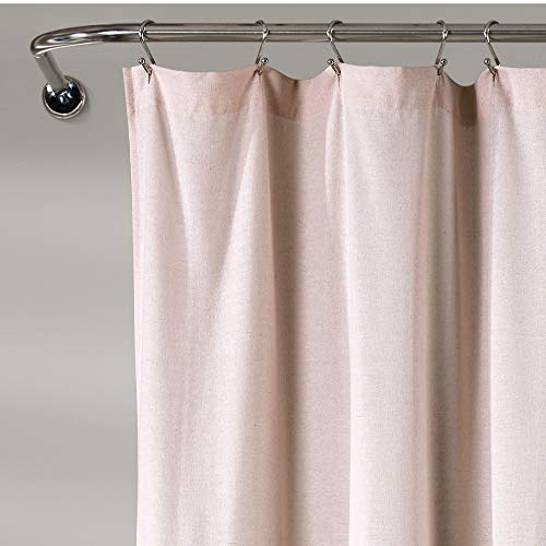 Lush Decor, Blush & White Linen Button Shower Curtain, 72" x 72