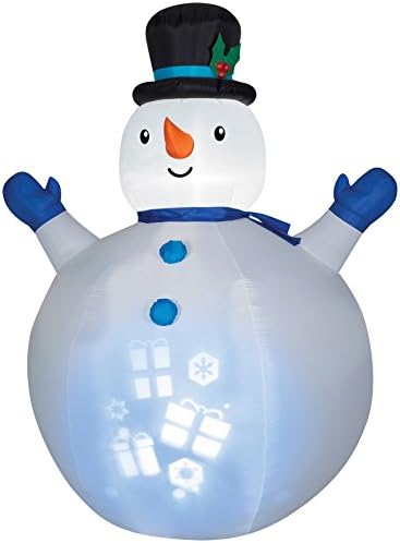 Gemmy Airblown Inflatable Panoramic Projection Snowman Wearing Top Hat Indoor Outdoor Decorations 7Foot Tall X 5Foot Wide X 4Foot Deep