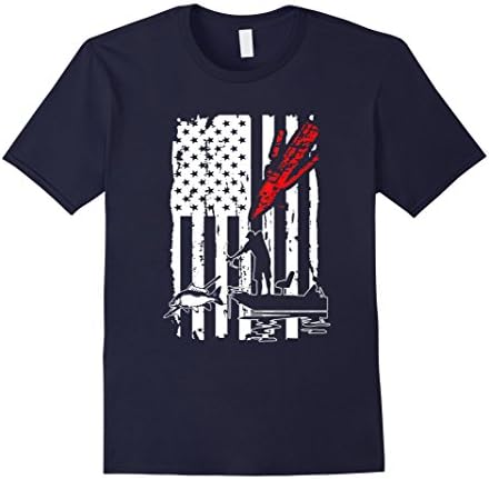 Mens Bow Fishing American Flag T Shirt. Fishing T Shirts Medium Navy