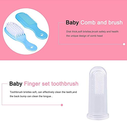 Alpacasso 20 Piece Baby Grooming Kit Infant Nursery Set Newborn Healthcare Kits Child Care Baby Nail Clipper File Scissor Tweezer Thermometer Brush Comb Cleaning Sets(Blue) (Red) - Thumbnail 3