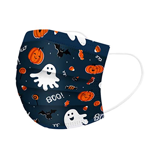 Tianerly Disposable Madks, Christmas/Halloween 3-Ply Breathable Face, Pack of 50, for Adults & Kids Non-Woven Mouth(E-Adults-Halloween)
