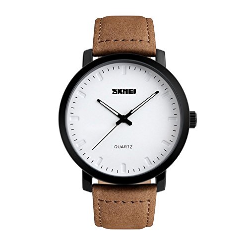 Laniakea 2017 Fashion PU Leather Strape Quartz Analog Wristwatch with Black Dial Brown Mens Watches