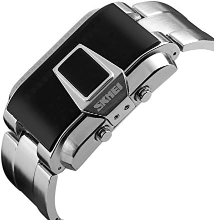 Watches Fashion Creative LED Sports Men Top Luxury Brand 5ATM Waterproof Watch Digital Wristwatches,Silver