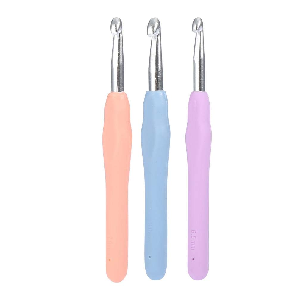 3 pcs Soft Handle Crochet Set Aluminium Crochet Hooks Soft Handle Aluminium Hooks Needles with Soft Rubber Grip Handles Mother Women Girls Gift