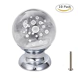 IFOLAINA Pack of 10 3D Laser Engraving Crystal Glass Bubbles Ball Cabinet Knob Cupboard Drawer Pull Handle 30mm