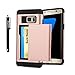 Galaxy S7 Edge Case, CaseTop [Easy 2 Card Access] Sliding Back Door Card Holder Wallet Case - Hybrid TPU PC Cover - for Samsung Galaxy S7 Edge, Rose Gold