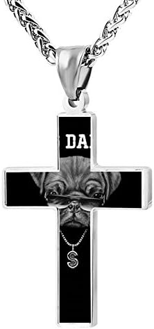 Kenlove87 Patriotic Cross Pug Caddy Religious Lord'S Zinc Jewelry Pendant Necklace