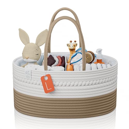 KiddyCare Woven Diaper Caddy Organizer Large Natural