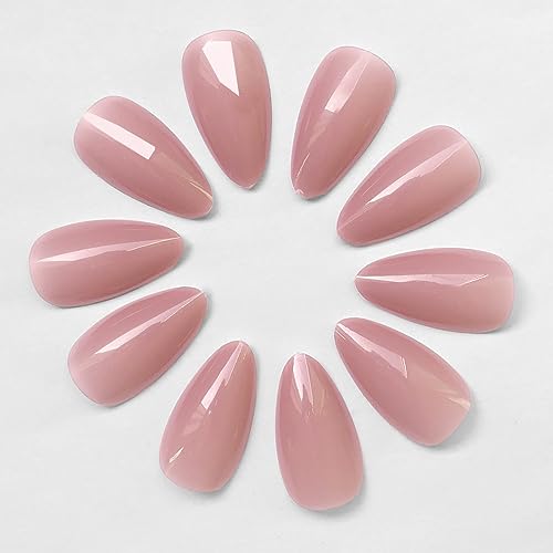 LoveOurHome 240pc Nude Almond Press on Nails Medium Fake Nails Nude Glue on Nails Short Stiletto Nails Press ons Full Cover Artificial Nail Tips Women Girls False Fingernail with Glue Adhesive Tabs - Image 7