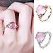 Pink Gemstone Ring, Haluoo Women 925 Sterling Silver Engagement Wedding Band Created Pink Topaz Filled Solitaire Promise Rings Hibiscus Stone Ring Adjustable Ring Size 6-10 (10, Silver)thumb 3