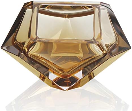 Ashtray Glass Ash Holder for Smokers Diamond Style Desktop Smoking Ash Tray for Home Office Decoration (Champagne)