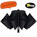 Bodyguard Inverted Windproof Umbrella with Teflon Coating, 10 Ribs Auto Open and Close Travel Umbrella, Portable Reverse Umbrellas with Leather Cover