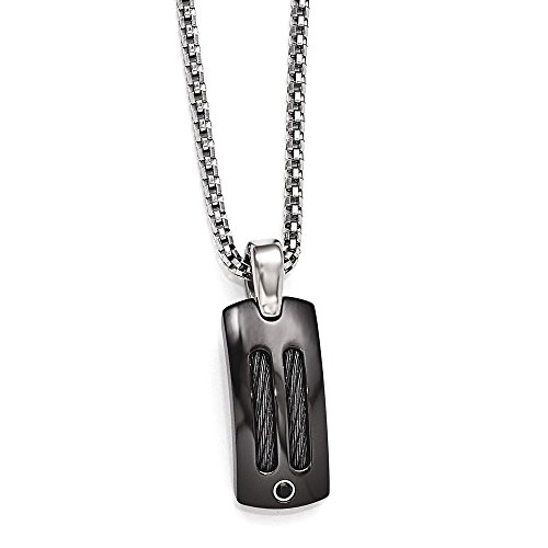 Edward Mirell Black Ti Cable Black Spinel Argenium SS Bezel 20in Neckla