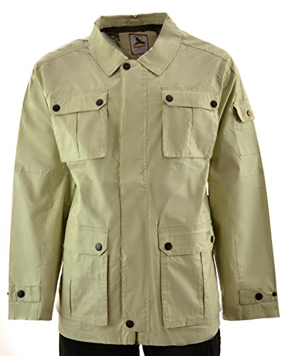 American Outdoorsman Men's Lightweight Waxed Cotton Field Jacket (Stone, L)