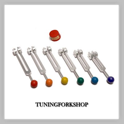 6 Solfeggio Weighted Tuning fork with rubber balls for Healing with Activator &Pouch