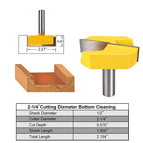 image for AxPower 1/2 Inch Shank 2-1/4 Inch Diameter Bottom Cleaning Router Bit 