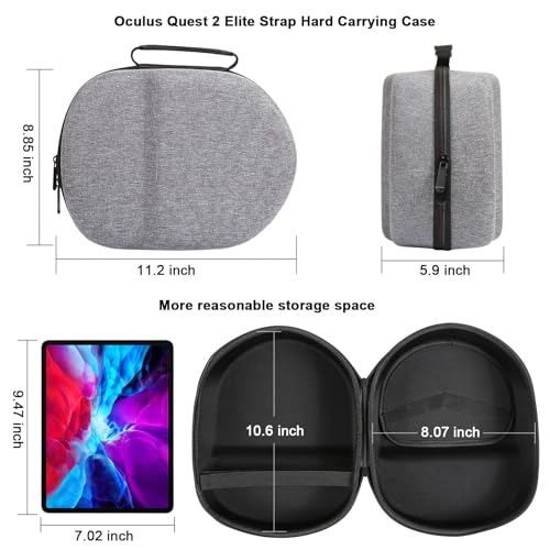 PFUTURE Hard Carrying Case for Meta Quest 3/3S/2, Vision Pro, Pico 4 – Fits Elite Strap & Battery Head Strap, with Lens Protector, Portable & Durable Storage Case, Black
