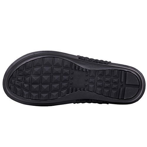 Women's Leather Thong Flip Flop Wedge Sandals - Thumbnail 4