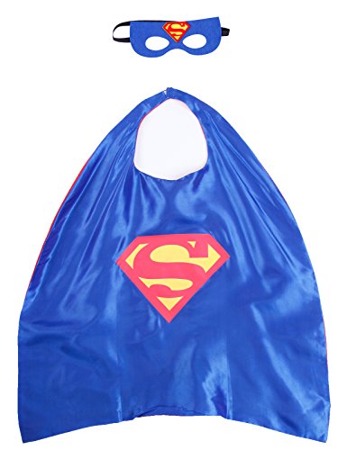 Fashoutlet Kids Satin Superhero Cape & Mask Cosplay Costume Fancy Dress