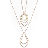 Hobbspring 1Pc Ring Holder Necklaces 17.91 inch Rose Gold Wedding Ring Keeper Necklace Engagement Saver Pendants Stainless Steel Teardrop Pendant with Gift Box for Women Ladies Wife