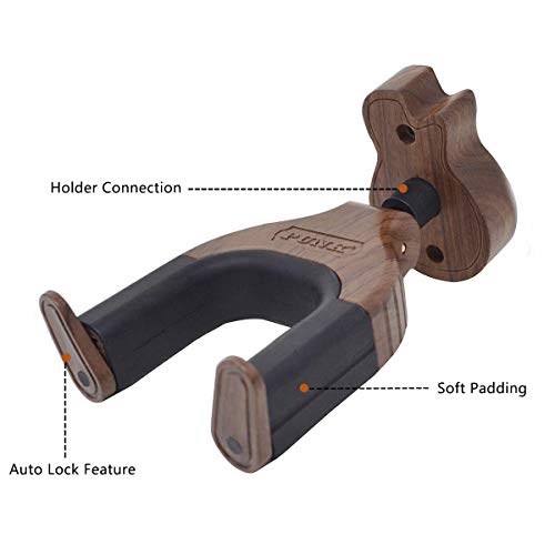 Easife Guitar Wall Mount Guitar Hanger Bracket Holder for Bass Ukulele Acoustic&Electric Guitars Stand String Instrument Accessories for Home/Studio Wall-Black Walnut Hardwood