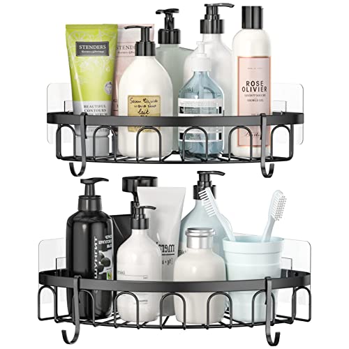 stusgo Black Corner Shower Caddy Adhesive Shower Caddies US304 Stainless Steel Shower Wall Caddy