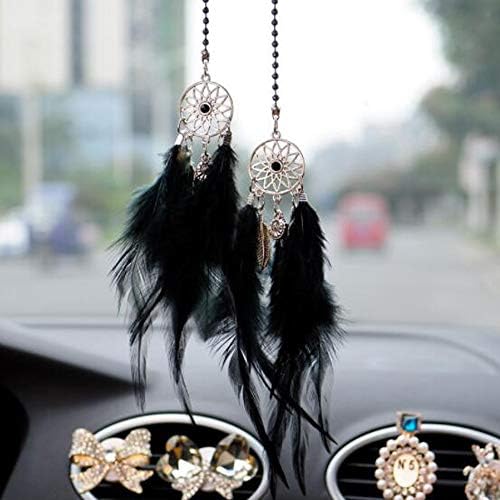 Carmen Car Dream Catchers Rearview Mirror Interior Decoration Hanging Pendant Ornaments Girls Women Ladies Jewelry Best Gift (Black)