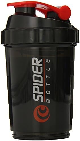 Spider Bottle Maxi 2Go Two Compartment Bottle, Black/Red, 500ml/16oz by Spider Bottle