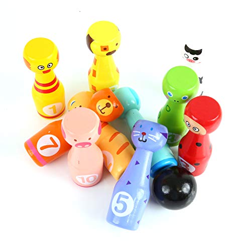 image for Neato Tek Cute Indoor Outdoor Kids Bowling Friends Play Set Animal Bow